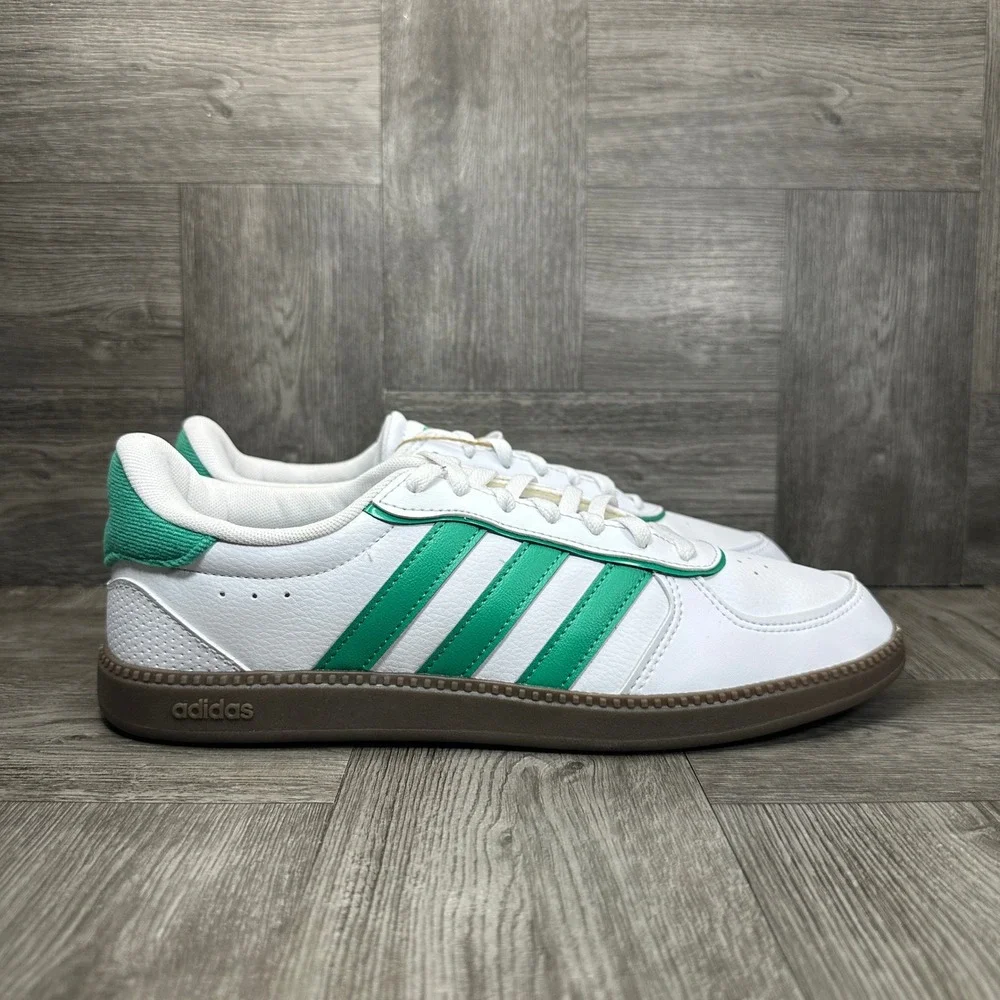 Adidas Breaknet Sleek Cloudfoam Women 8.5 White Green Gum Leather NEW ID6288 - Picture 1 of 10